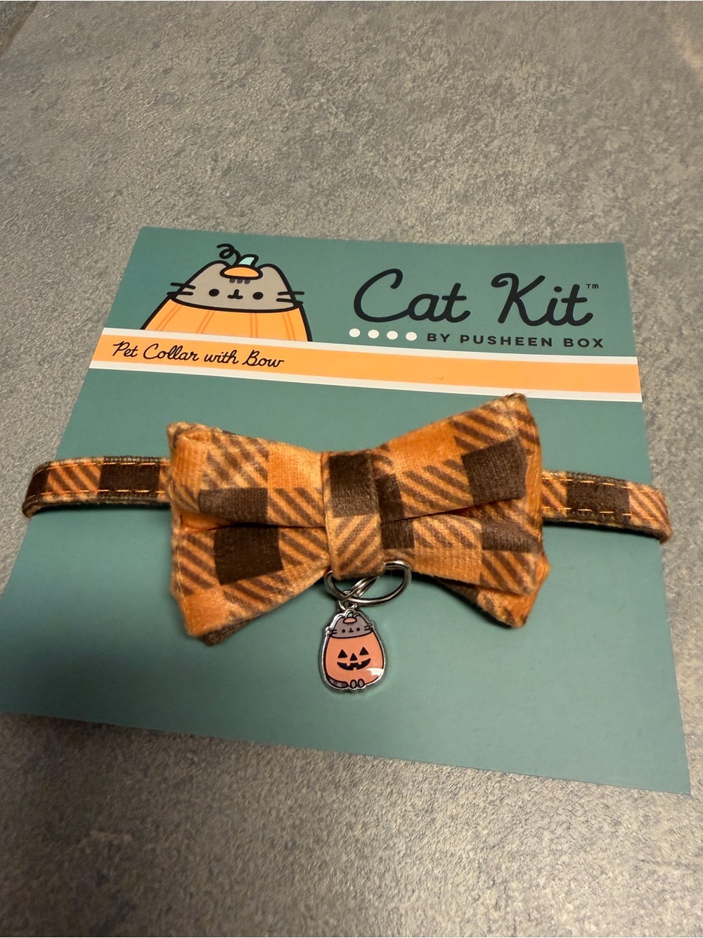 Pusheen Halloween Pet Collar Plaid Orange Bow Pumpkin Cat Kit Fall 2025 Charm